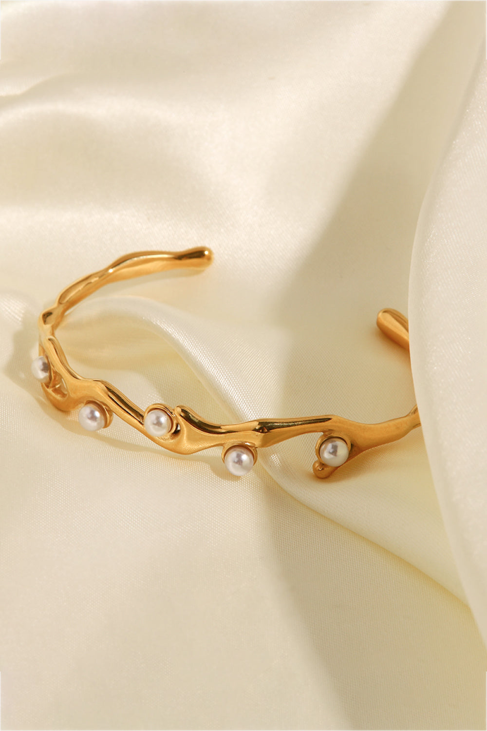 Inlaid Synthetic Pearl Open Bracelet Uncommon Things