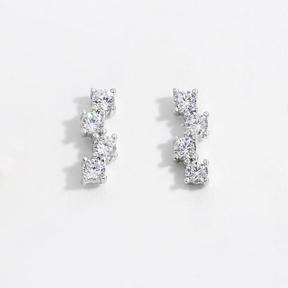 Sterling Silver Inlaid Zircon Stud Earrings Uncommon Things