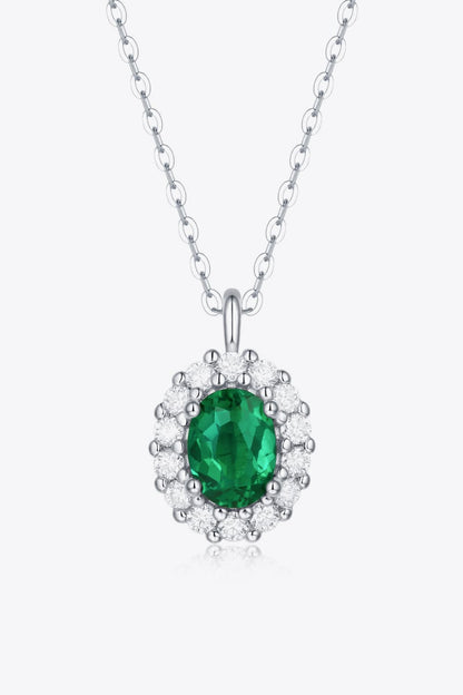 1.5 Carat Lab-Grown Emerald 925 Sterling Silver Necklace Uncommon Things