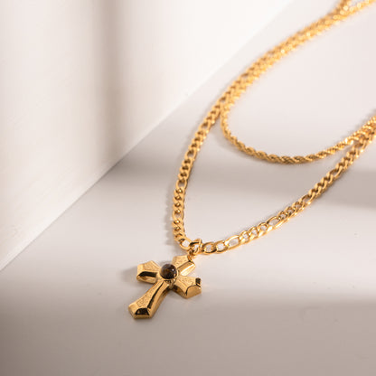 18K Gold-Plated Double Layered Cross Necklace Uncommon Things