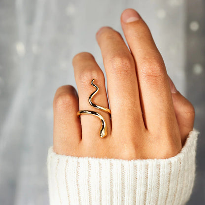 Snake Shape 18K Gold-Plated Bypass Ring Uncommon Things