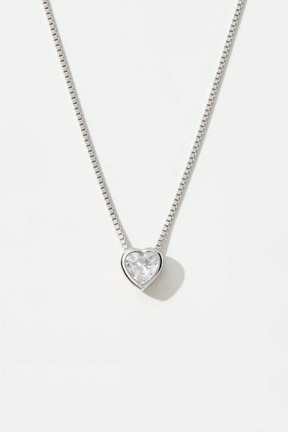 Silver Inlaid Zircon Heart Pendant Necklace Uncommon Things