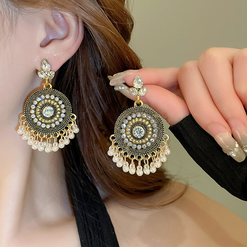 Rhinestone Alloy Bead Dangle Earrings Uncommon Things