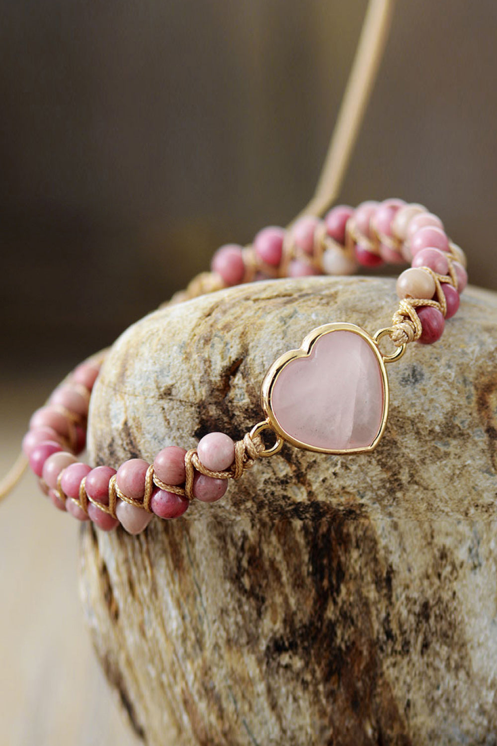 Rose Quartz Heart Beaded Bracelet Uncommon Things