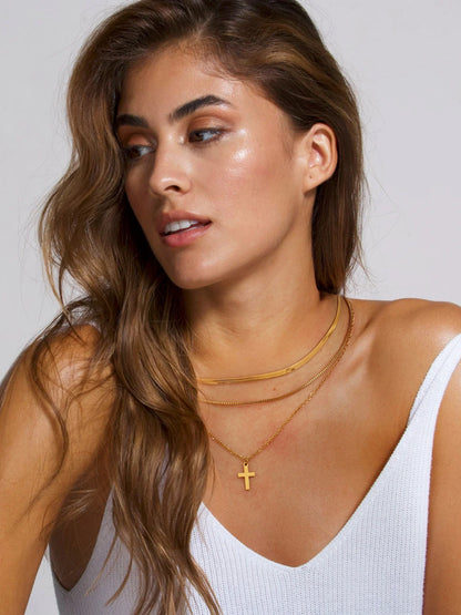 Gold-Plated Three-Layered Cross Necklace Uncommon Things