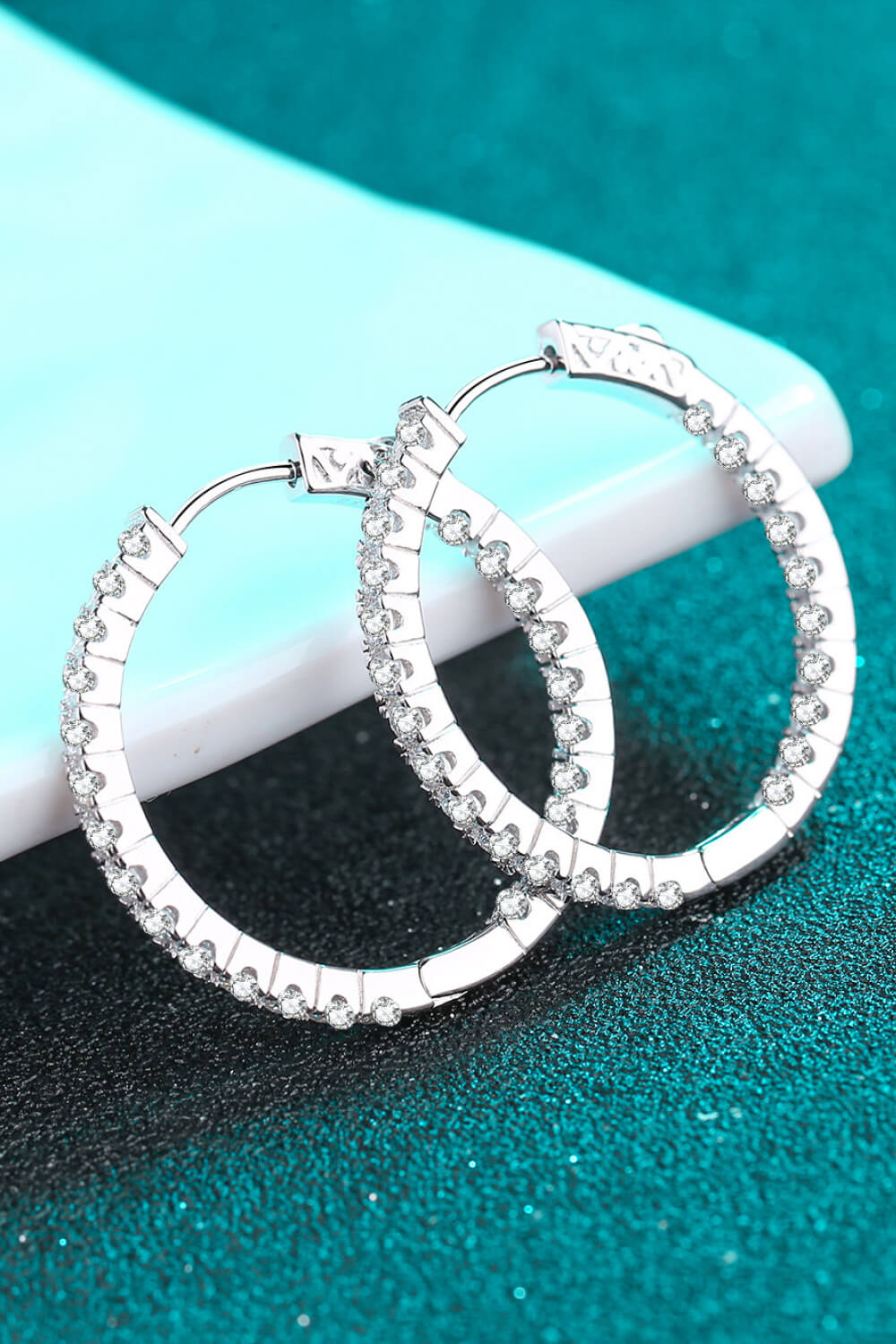 Moissanite Rhodium-Plated Hoop Earrings Uncommon Things