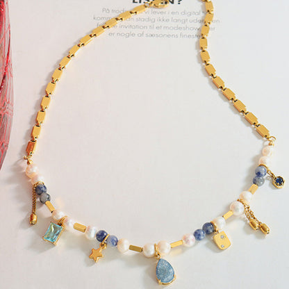 18K Gold-Plated Beaded Charm Necklace Uncommon Things