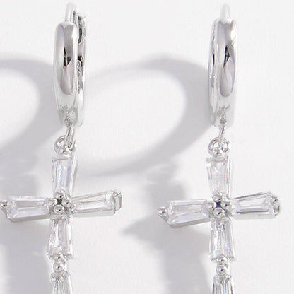 Silver Zircon Cross Earrings Uncommon Things