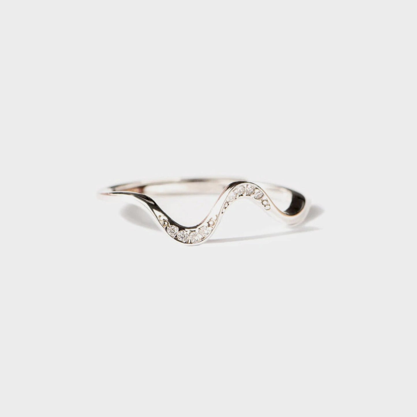 Sterling Silver Inlaid Zircon Wave Shape Ring Uncommon Things