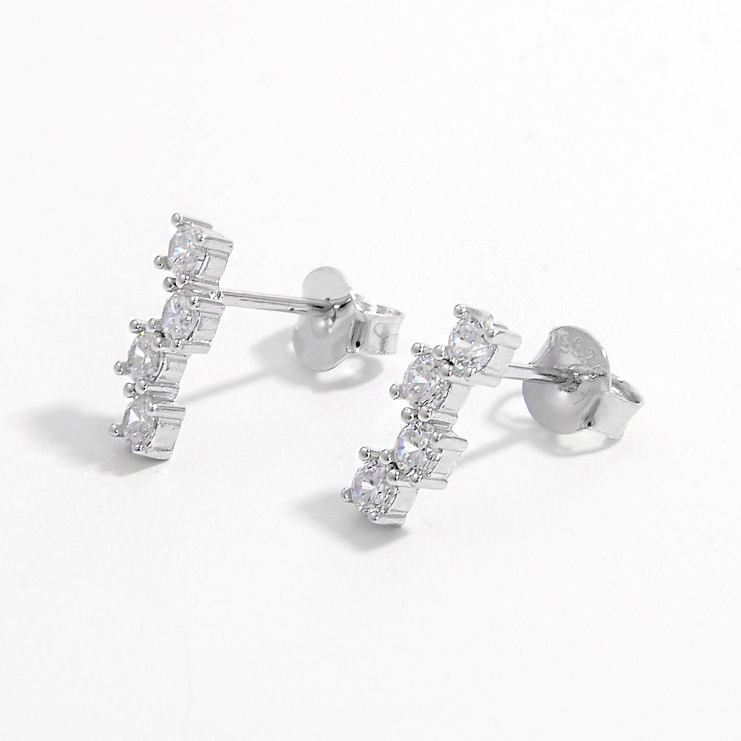 Sterling Silver Inlaid Zircon Stud Earrings Uncommon Things