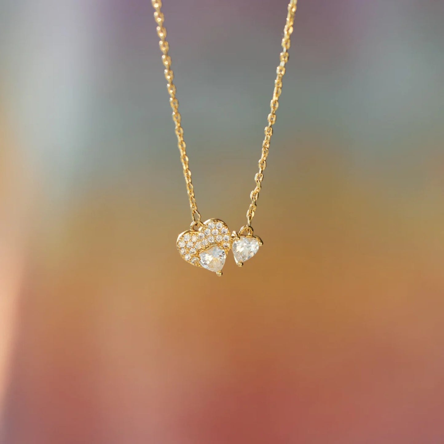 Gold Silver Zircon Heart Necklace Uncommon Things