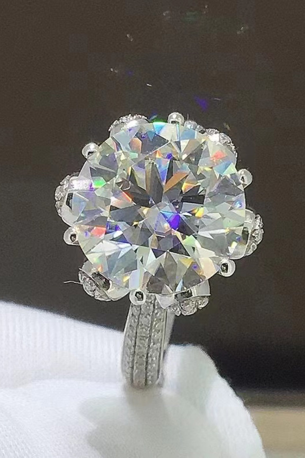 5 Carat  Moissanite Side Stone Ring Uncommon Things