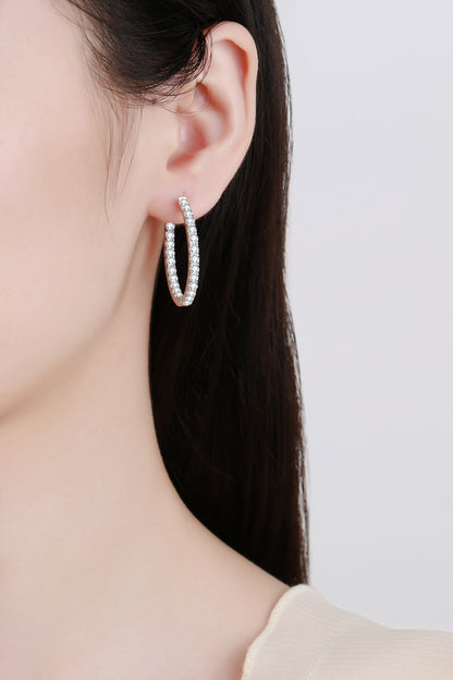 Moissanite Rhodium-Plated Hoop Earrings Uncommon Things