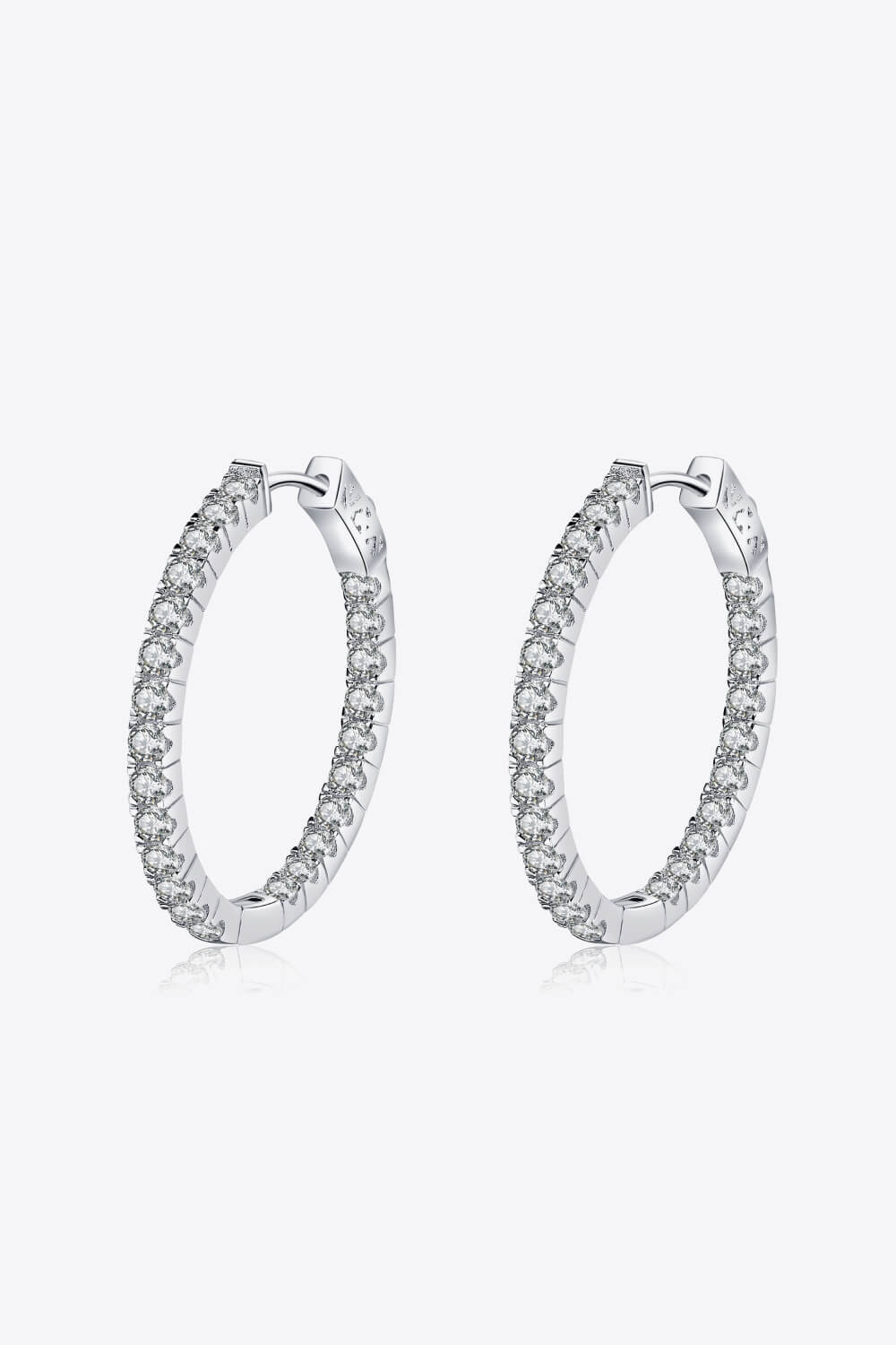 Moissanite Rhodium-Plated Hoop Earrings Uncommon Things