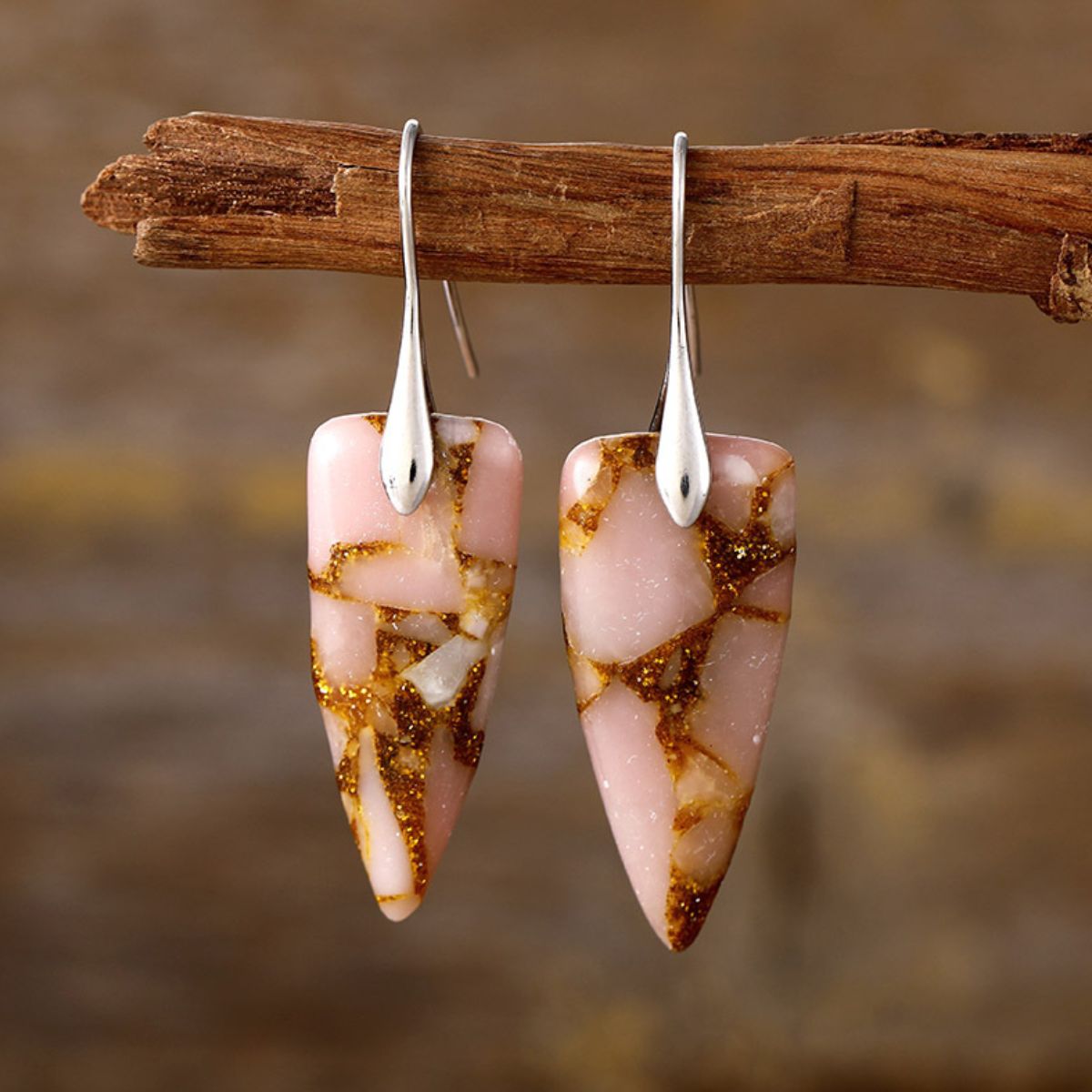 Natural Stone Geometric Shape Earrings Uncommon Things