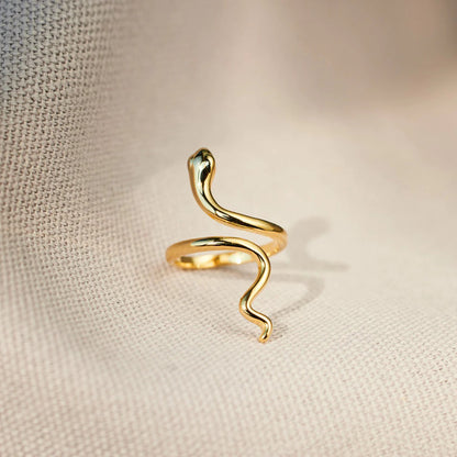 Snake Shape 18K Gold-Plated Bypass Ring Uncommon Things