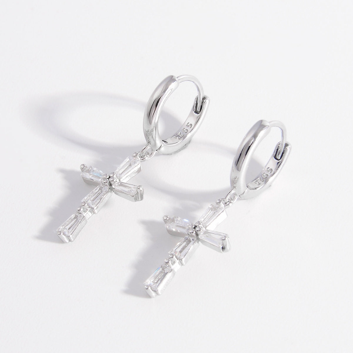 Silver Zircon Cross Earrings Uncommon Things