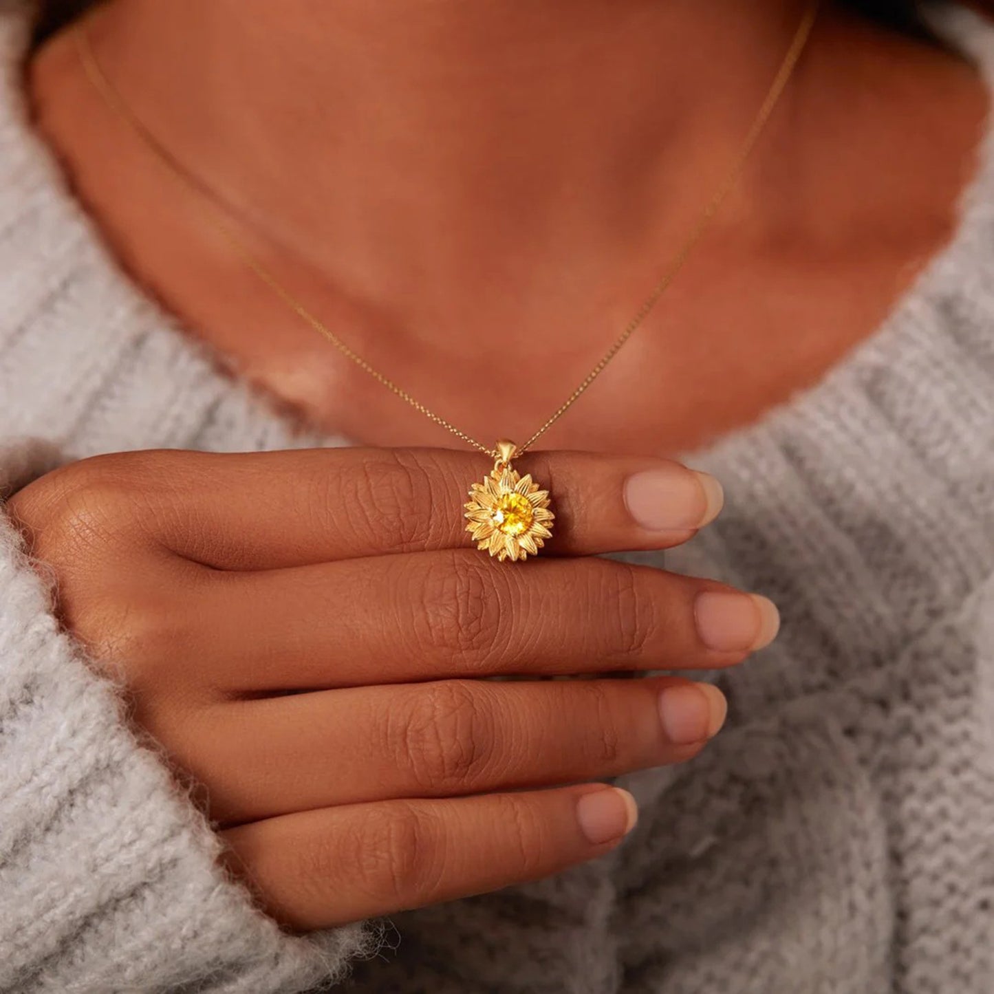 Sunflower Shape Gold-Plated Pendant Necklace Uncommon Things