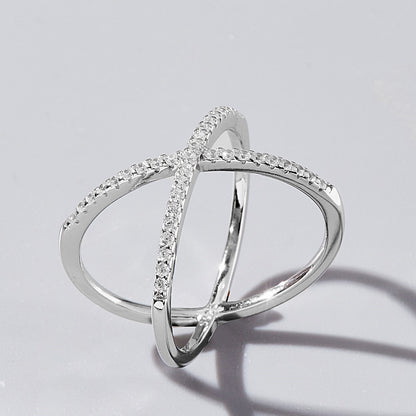 X Shape Inlaid Zircon  Ring Uncommon Things