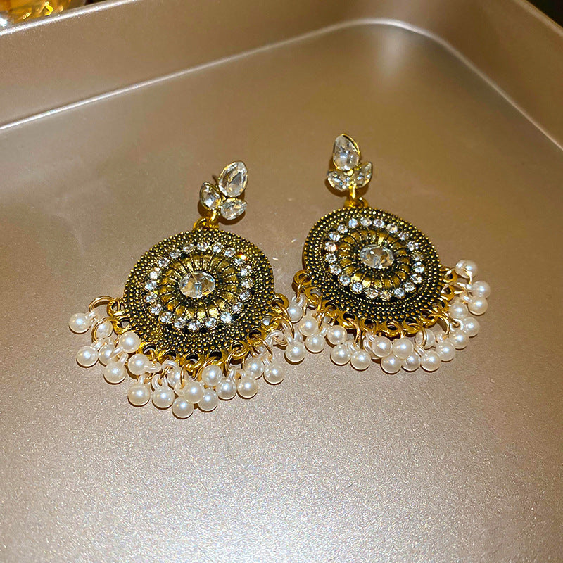 Rhinestone Alloy Bead Dangle Earrings Uncommon Things