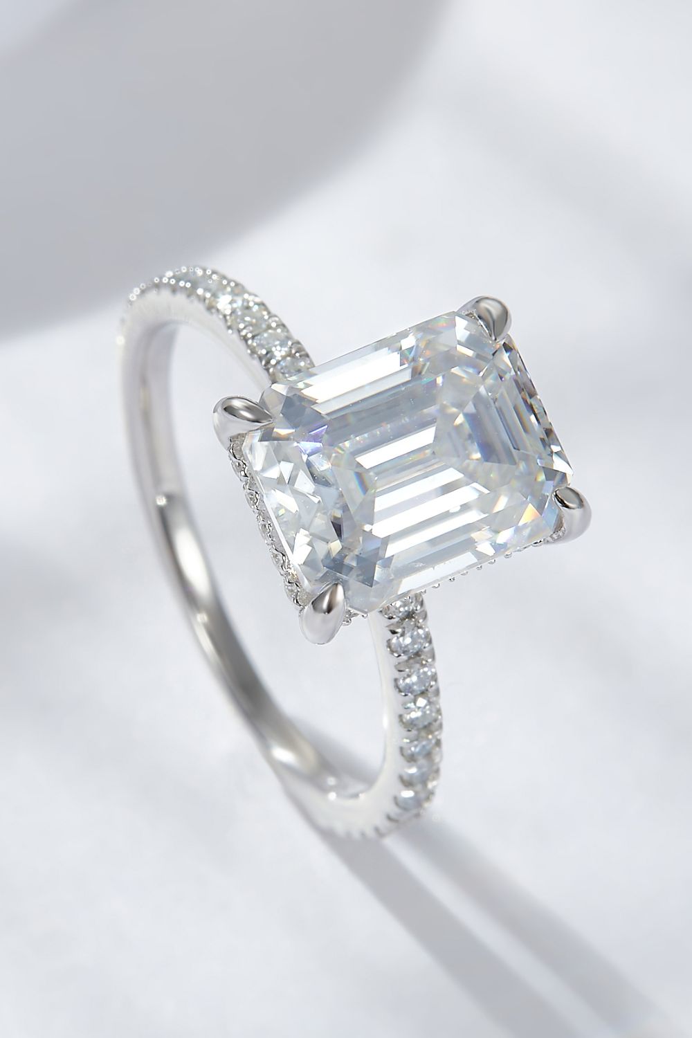 Emerald Cut 4 Carat Moissanite Side Stone Ring Uncommon Things