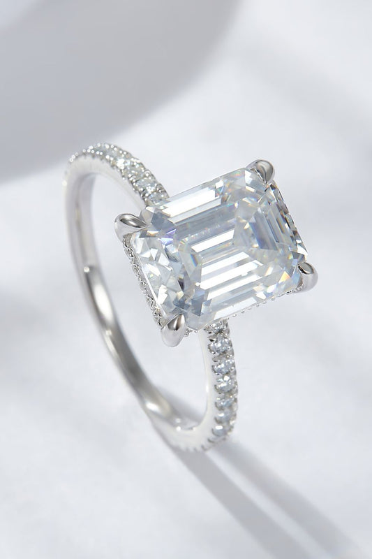 Emerald Cut 4 Carat Moissanite Side Stone Ring Uncommon Things