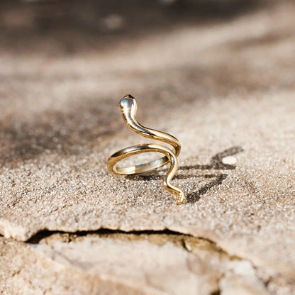 Snake Shape 18K Gold-Plated Bypass Ring Uncommon Things