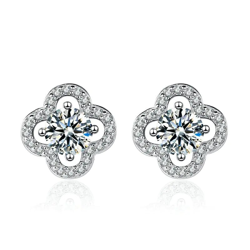 Four Leaf Clover Moissanite Stud Earrings Uncommon Things