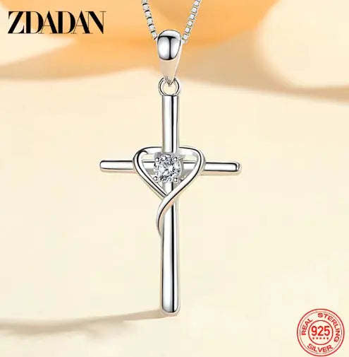 Sterling Silver Zircon Cross Pendant Uncommon Things