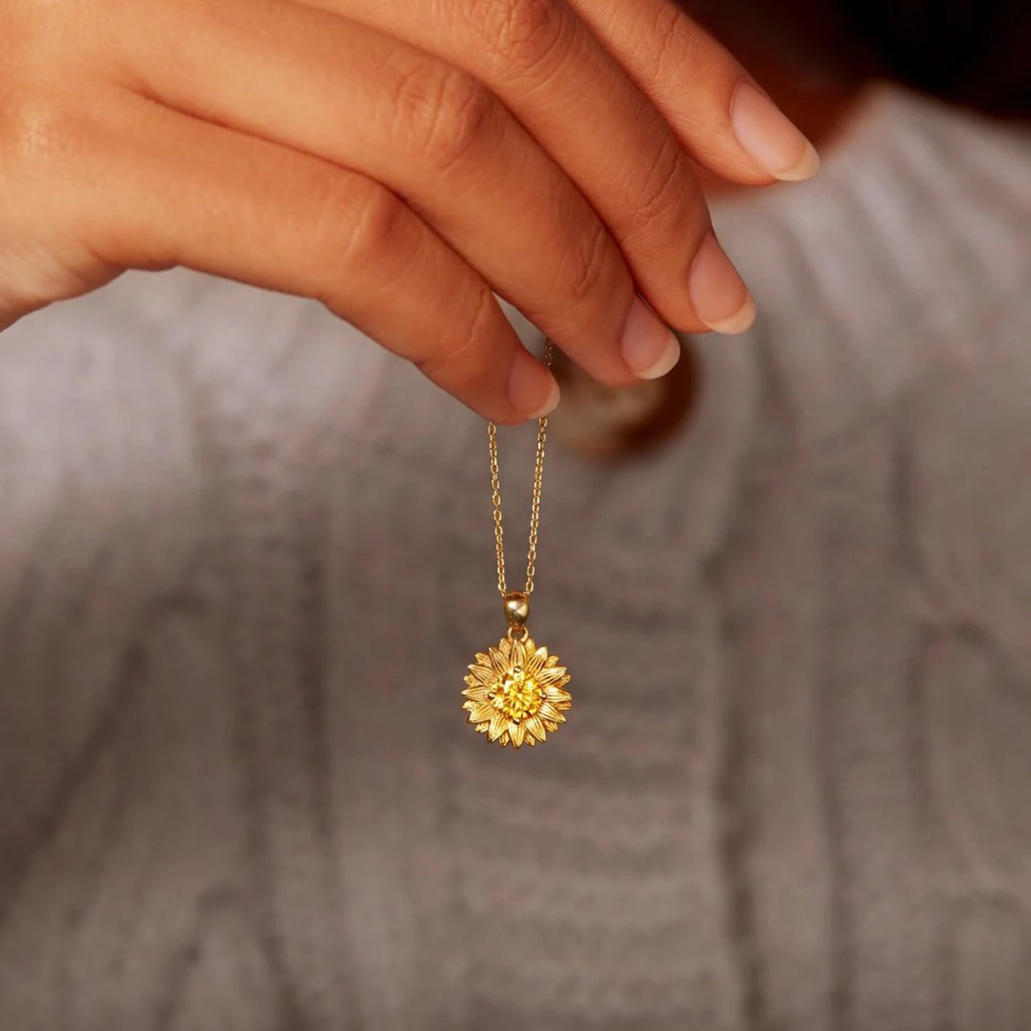 Sunflower Shape Gold-Plated Pendant Necklace Uncommon Things