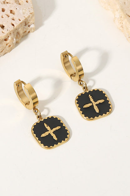 Plus Sign Square Shape Drop Earrings Uncommon Things