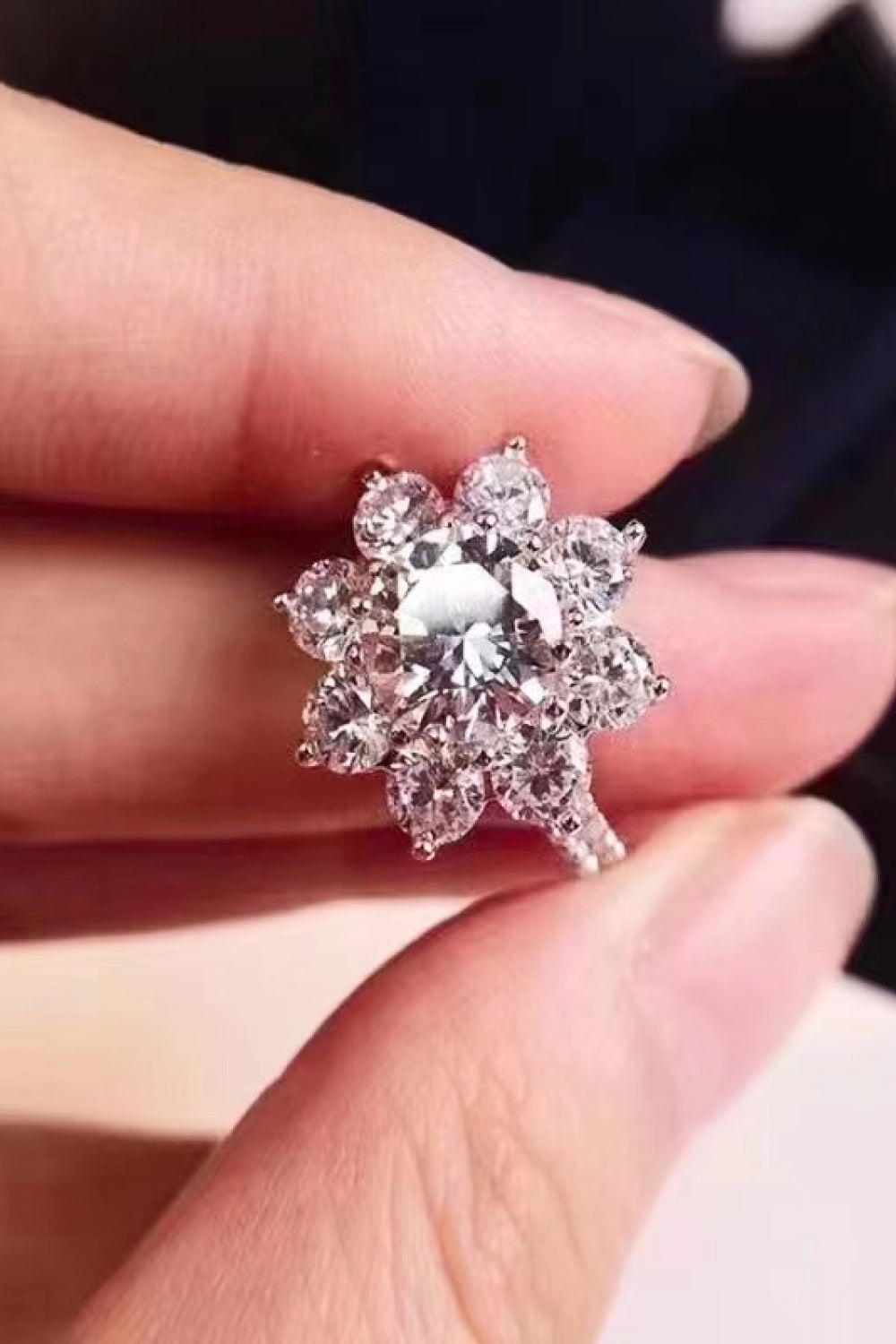 1 Carat Moissanite Flower Ring Uncommon Things