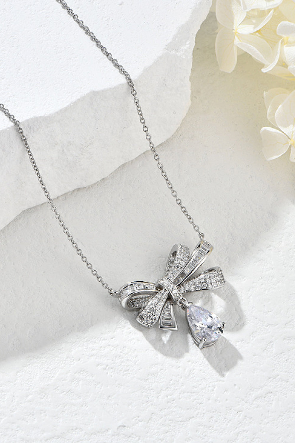 Teardrop Shape Silver Zircon Pendant Necklace Uncommon Things