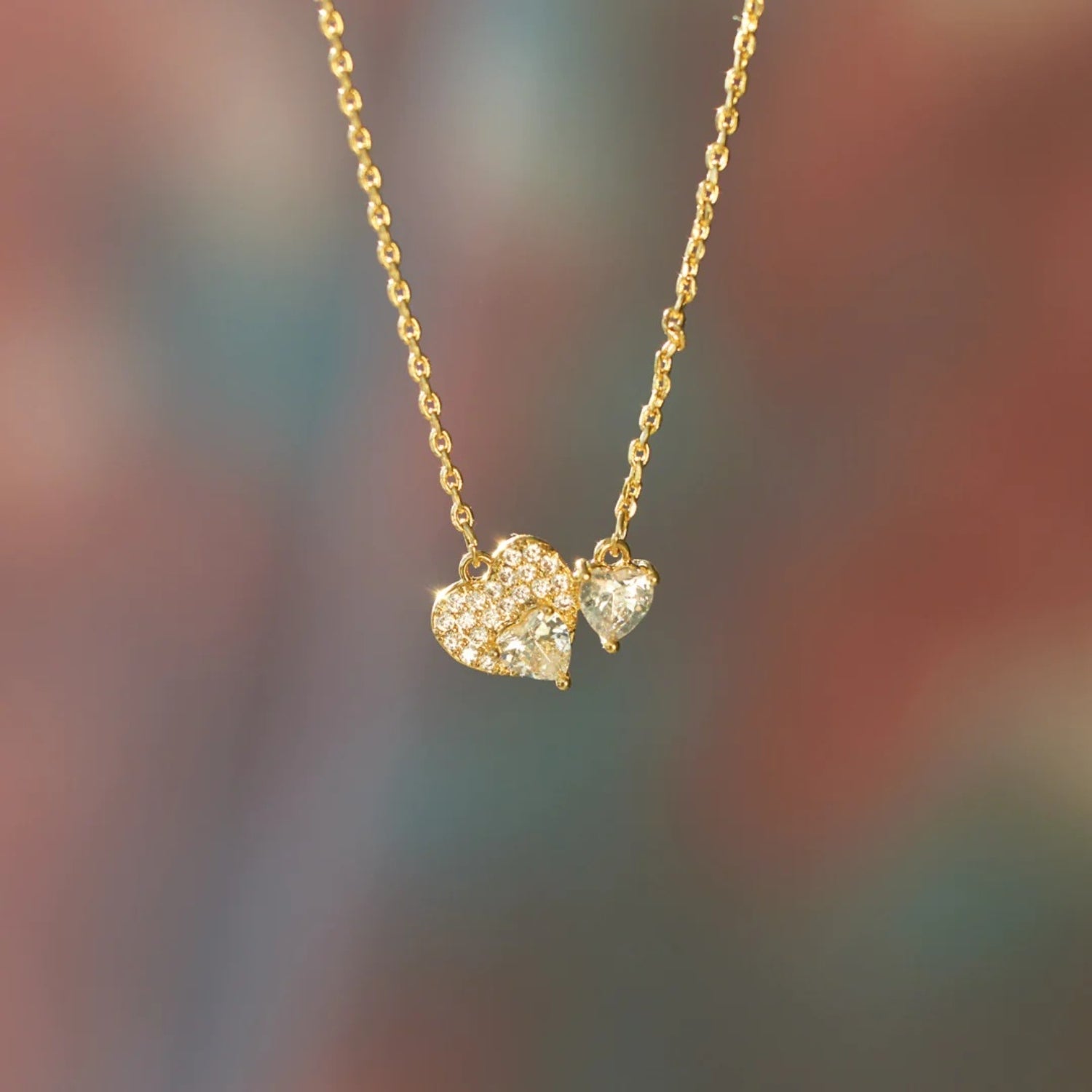 Gold Silver Zircon Heart Necklace Uncommon Things