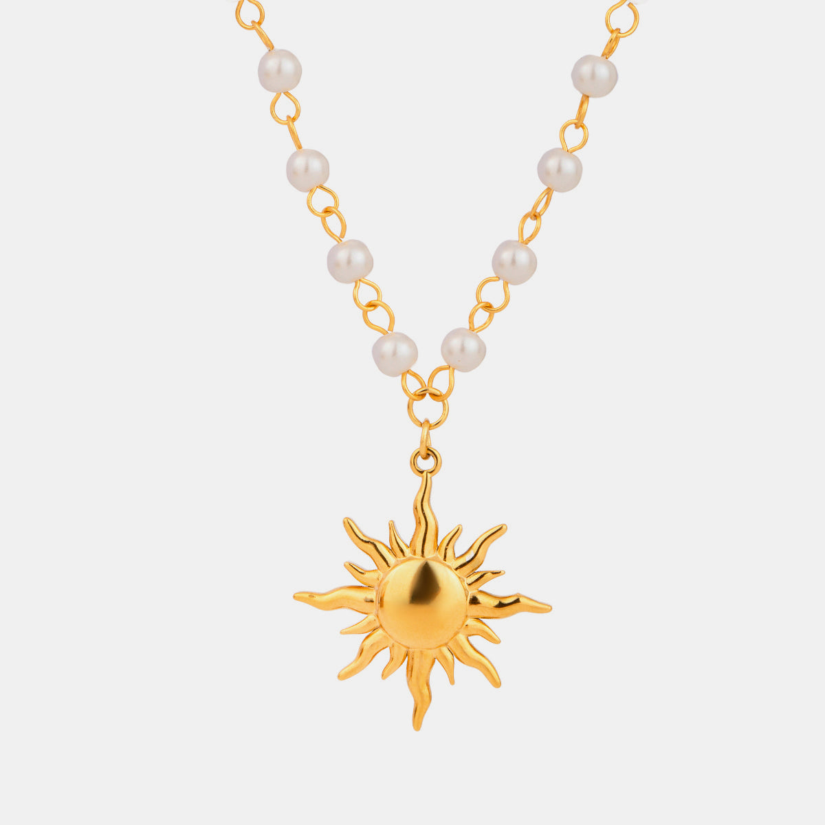 Gold-Plated Pearl Sun Necklace Uncommon Things