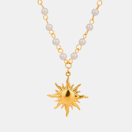 Gold-Plated Pearl Sun Necklace