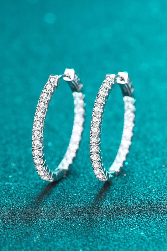 Moissanite Rhodium-Plated Hoop Earrings Uncommon Things