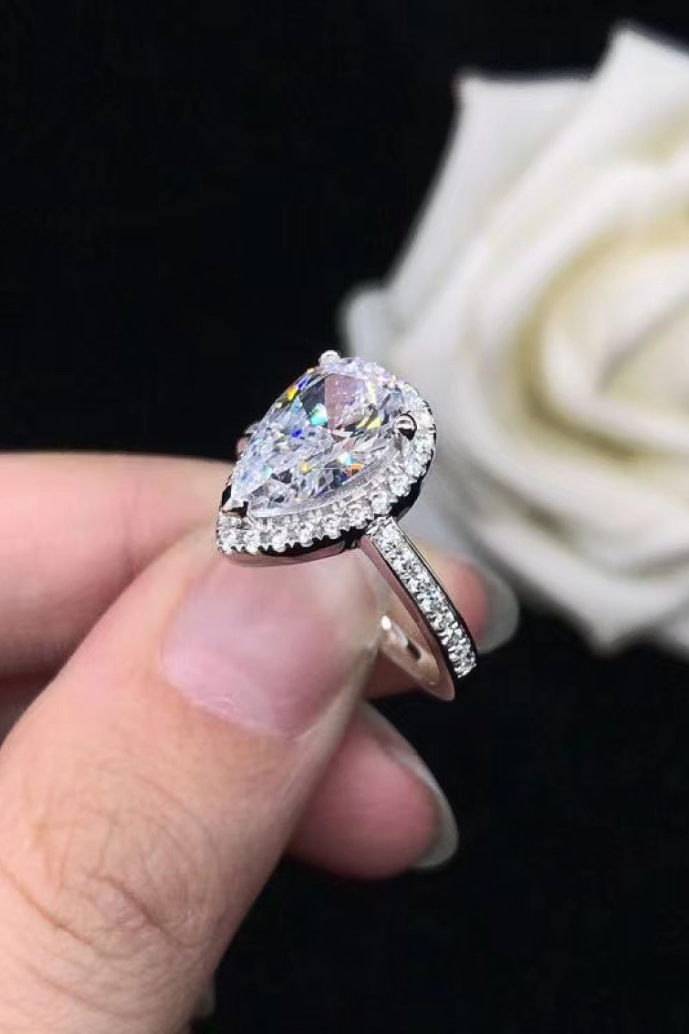 2 Carat Moissanite Teardrop Cluster Ring Uncommon Things