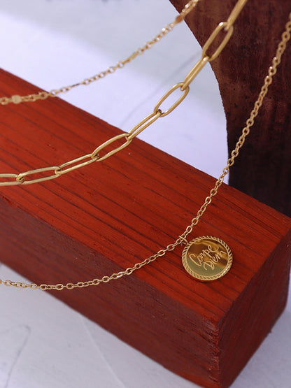 Gold-Plated Three-Layered Engraved Necklace Uncommon Things