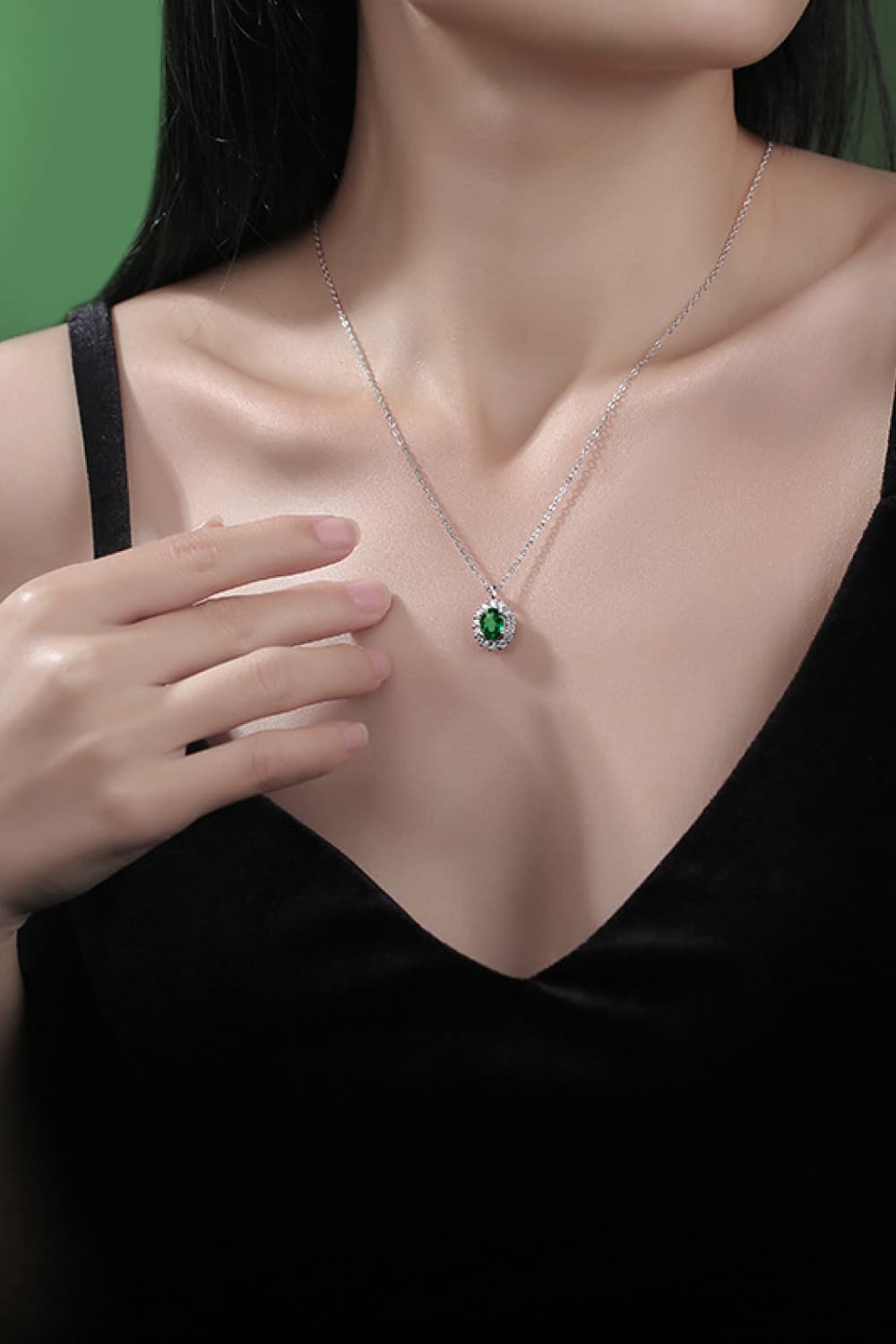 1.5 Carat Lab-Grown Emerald 925 Sterling Silver Necklace Uncommon Things