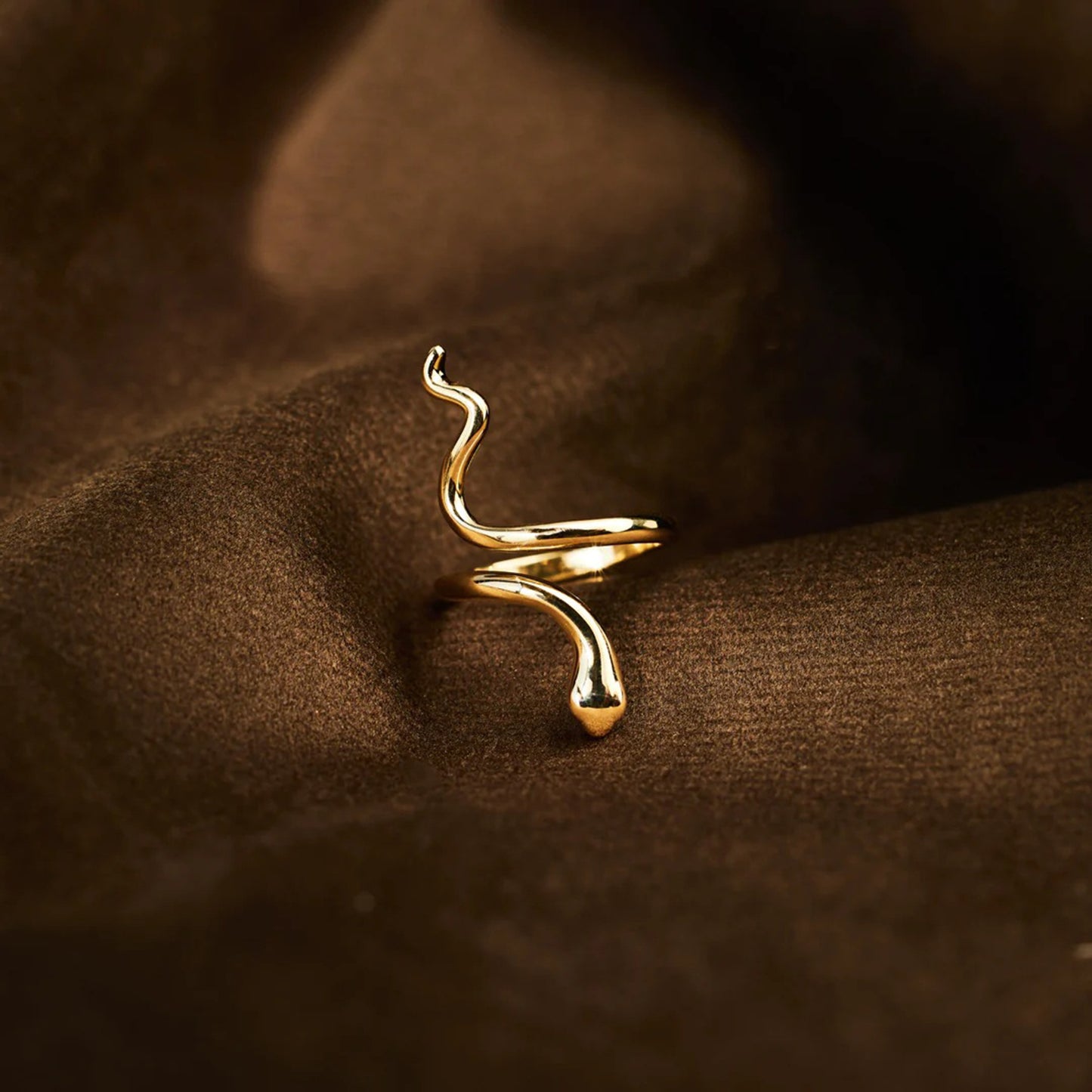 Snake Shape 18K Gold-Plated Bypass Ring Uncommon Things