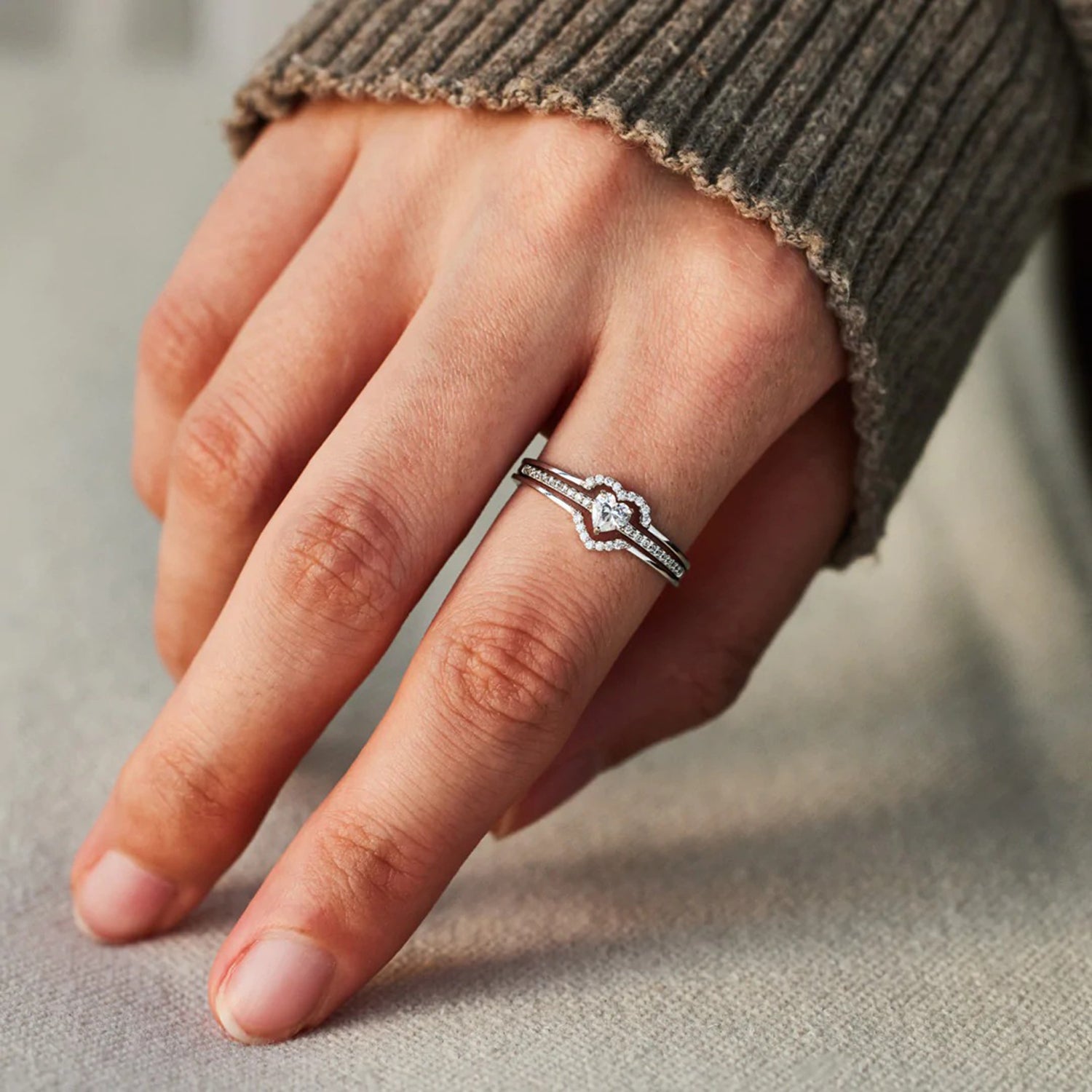 Inlaid Zircon Heart Ring Uncommon Things