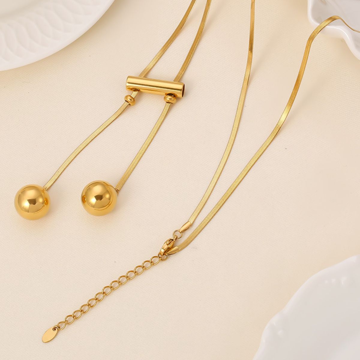 Gold-Plated Titanium Steel Hollow Bead Necklace Uncommon Things