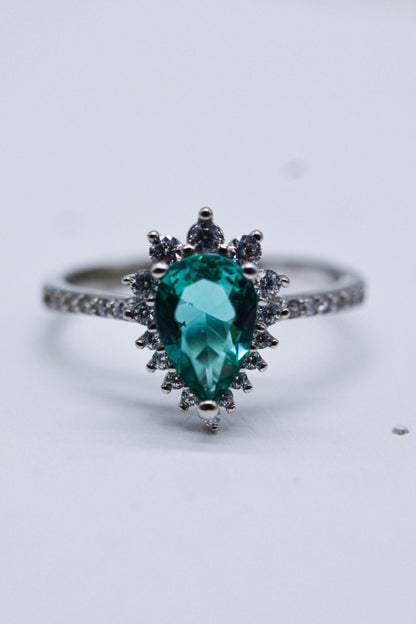 Paraiba Blue Zircon Pear Shape Ring Uncommon Things