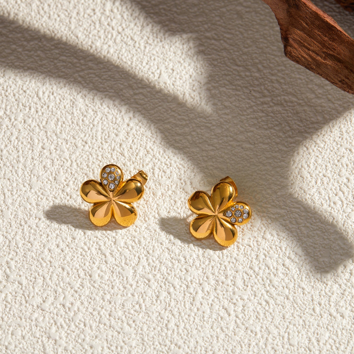 Inlaid Zircon Stainless Steel Flower Earrings Uncommon Things