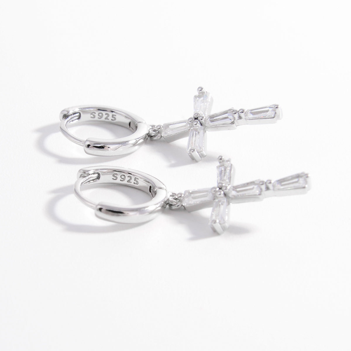 Silver Zircon Cross Earrings Uncommon Things