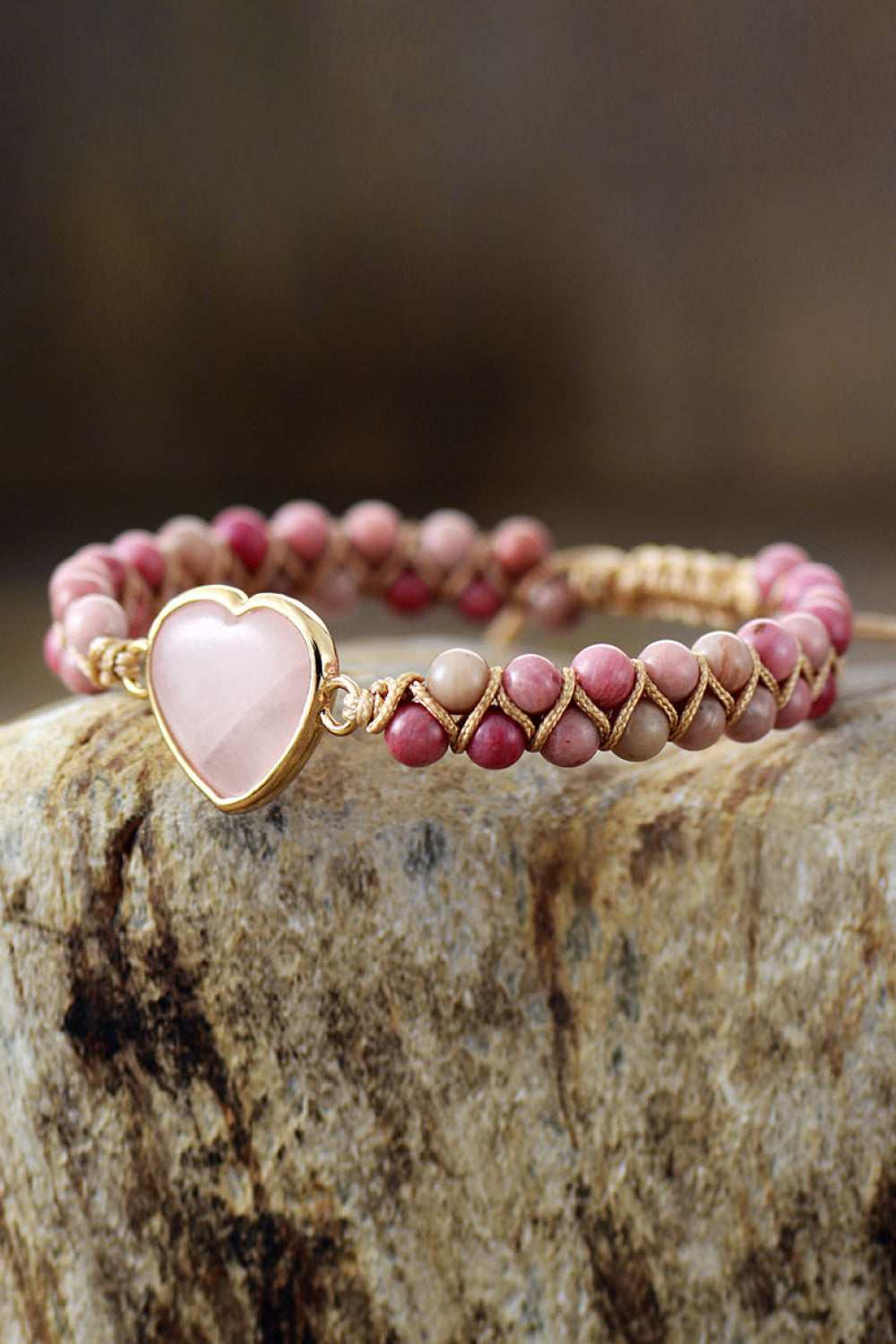 Rose Quartz Heart Beaded Bracelet Uncommon Things