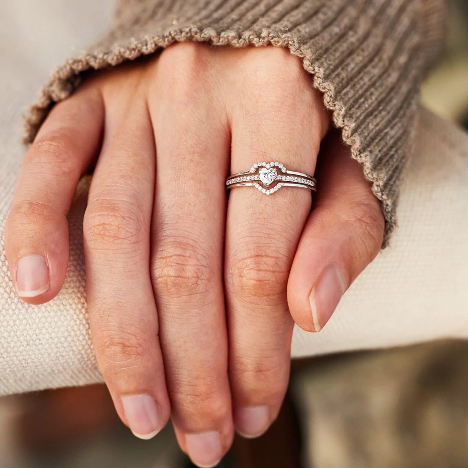 Inlaid Zircon Heart Ring Uncommon Things