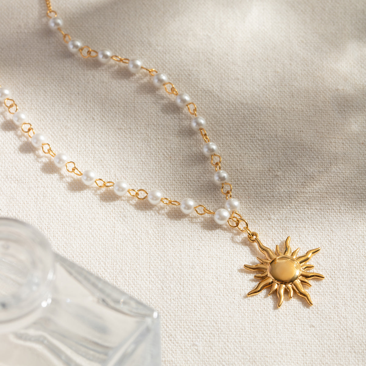 Gold-Plated Pearl Sun Necklace Uncommon Things