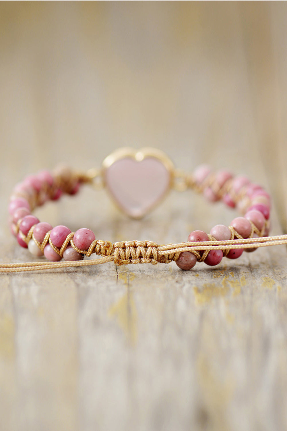 Rose Quartz Heart Beaded Bracelet Uncommon Things